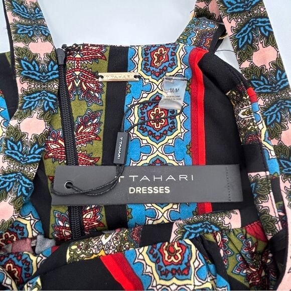 NWT Tahari black printed boho ruffle maxi dress size medium - Picture 9 of 10